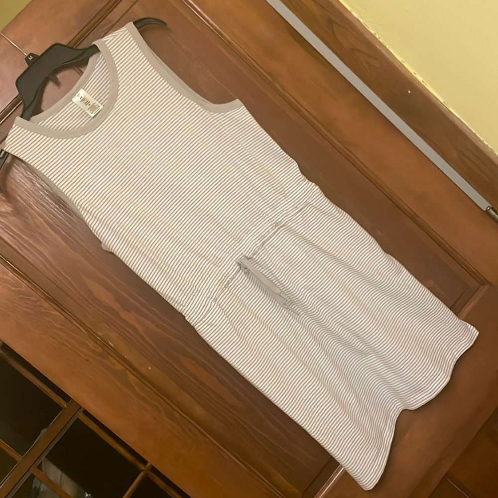 Grey and white stripe cotton dress